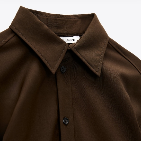 Zara Tailored Brown Shirt - Picture 9 of 9